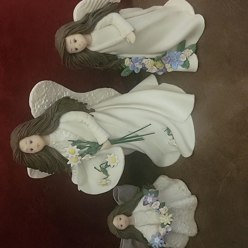 Vtg 3 Angels of Friendship Collection Textured Detailed Hand-painted Figurines - Picture 2 of 15
